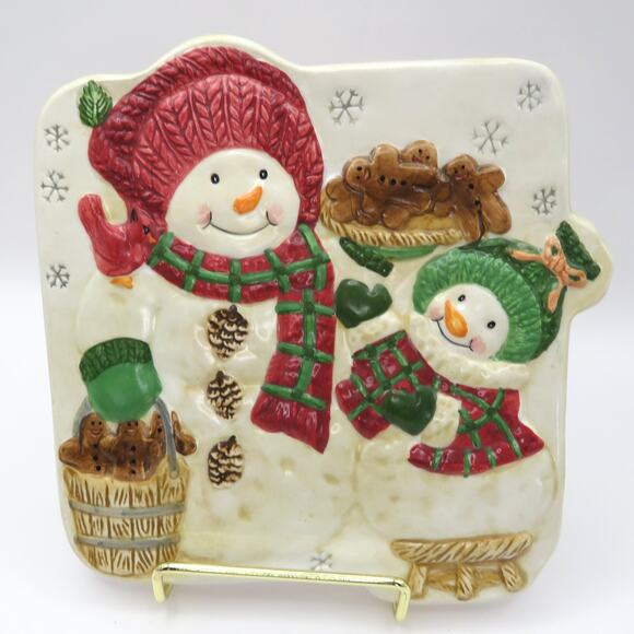 BICO Snowman Ceramic Trivet Holiday Kitchen Decor Gingerbread Cookie Design 6” - Picture 1 of 10